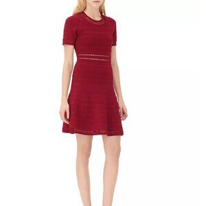 NWT SANDRO Riley Bordeaux Red Ribbed A-line Mini Dress in sz L / 3
